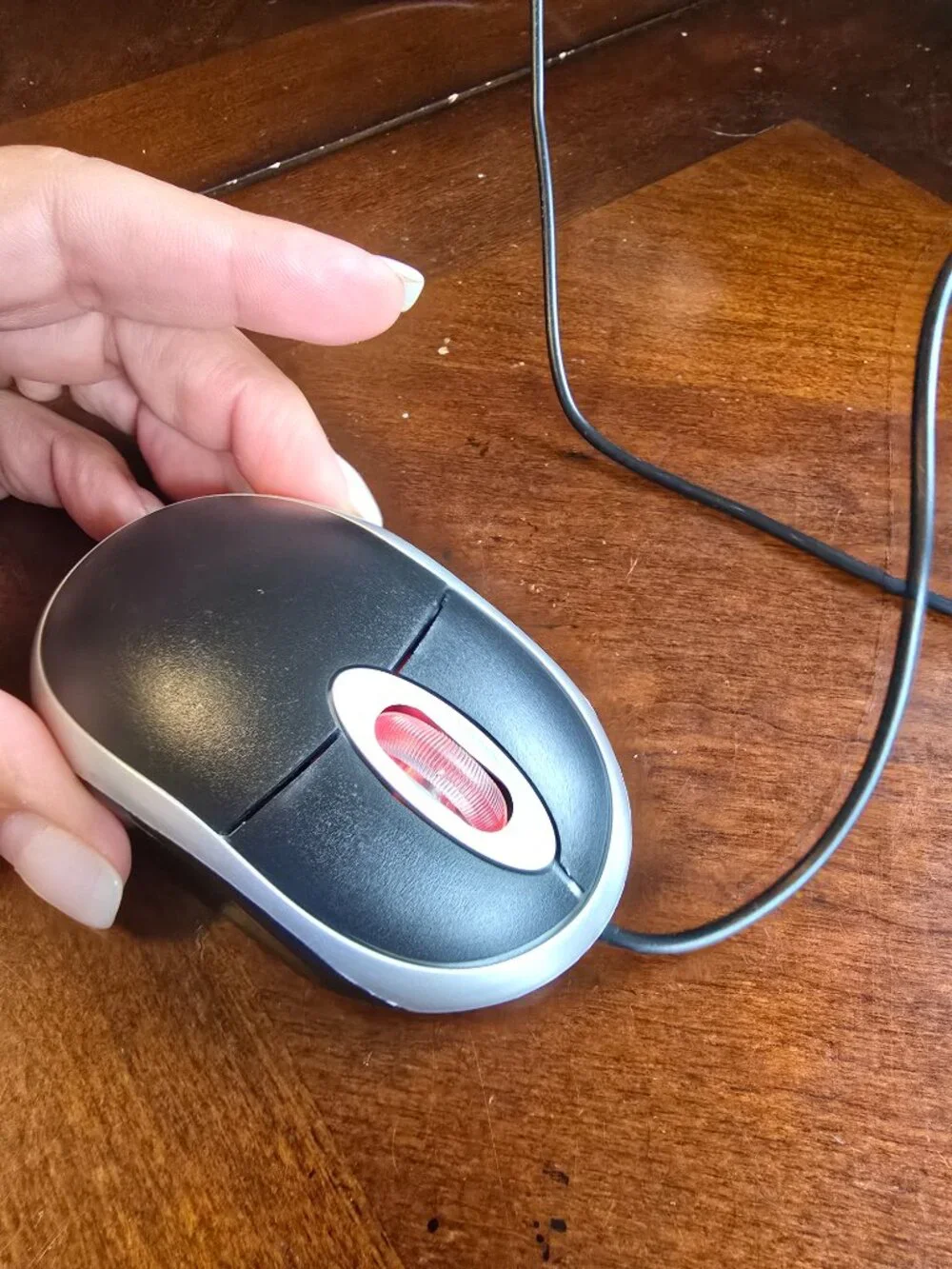 Wired Optical Mouse - Black & Silver - USB Connection